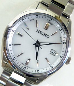 ☆美品!SEIKO セイコー メンズ ソーラー電波時計【SBTM317】ホワイト文字盤☆