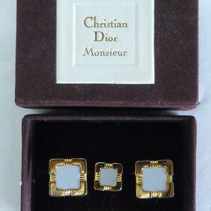 ☆Christian Dior MONSIEUR クリスチャン・ディオール ネクタイピン カフスセット ゴールド系 USED品☆の画像1