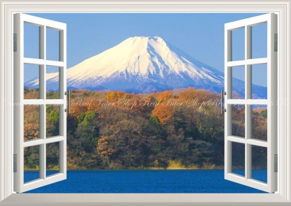 [Fensterspezifikation] Herbst Fuji, Mt. Fuji mit Herbstlaub, Der Sayama-See, Ahornblätter, Tapetenplakat im Malstil, Extragroßes A1-Format, 830 x 585 mm, Abziehbarer Aufklebertyp, Nr. 029MA1, Gedruckte Materialien, Poster, Andere