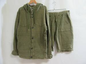 f8492-6 ミスターオリーブ Mr.OLIVE コットンセットアップ M パーカー ハーフパンツ