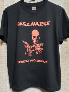 r12/DISCHARGE Ｔシャツ/黒×赤インクMサイズ// discharge disorder g.b.h chaos u.k. exploited crass amebix doom disclose