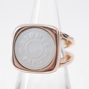  Hermes HERMESkorozo Serie кольцо белый ракушка розовое золото цвет 9 номер размер (13510)