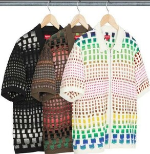 レア Supreme Gradient Grid Zip Up Polo Black XL シュプリーム ジップアップ ポロ