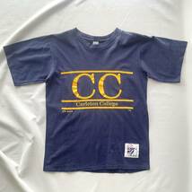 Made in USA CarletonCollege アメリカ製 ネイビーCC 半袖Tシャツ vintage_画像2