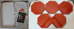  handicraft Aizu paint pastry plate 5 point summarize set *.. large size star anise .. plate * Sakura type paper attaching box attaching . attaching * unused storage goods *... coating thing 