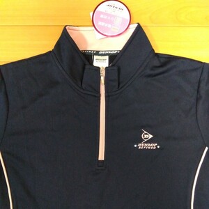 LL Dunlop DUNLOP new goods lady's polo-shirt with short sleeves half Zip tops Golf wear navy blue . water speed .UV measures sport outdoor golf