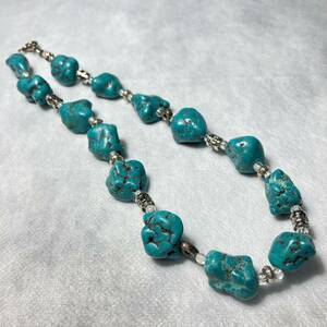 【Wild】ゴツゴツ天然石ネックレス 40cm67g バイカーズ インディアンターコイRough natural stone necklace Bikers Indian turquoise style