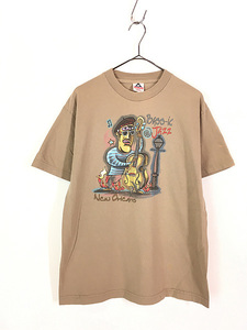 古着 00s ウッドベース ジャズ ミュージック フェス ポップ アート Tシャツ M 古着