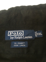 古着 90s Polo Ralph Lauren 「G.I. SHIRT」 上質 100%リネン フラップ ポケット シャツ 黒 XXL 古着_画像6