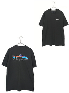古着 21s Patagonia 魚 フィッシュ バック ロゴ 両面 プリント オーガニック コットン Tシャツ M 古着