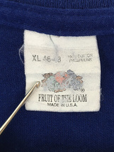 古着 80s USA製 Fruit of the Loom ミミ付 無地 ポケット Tシャツ ポケT 青 XL 古着_画像5