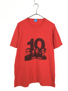 古着 70s USA製 The Beatles 10周年 アニバーサリー フォト 染込み Tシャツ L 古着