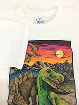 古着 90s USA製 Human-i-Tees 恐竜 イラスト アート Tシャツ L 古着_画像4