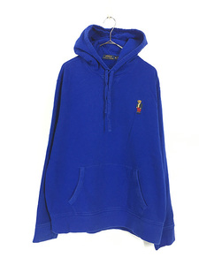 古着 Polo Ralph Lauren 「POLO BEAR」 ポロベア 刺しゅう スウェット パーカー 青 XL 古着