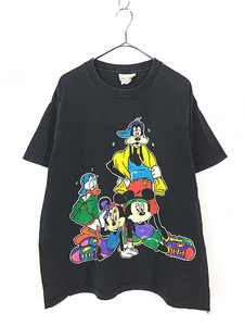 古着 90s USA製 Disney ミッキー＆フレンズ エアロビ 運動 プリント キャラクター Tシャツ XL位 古着