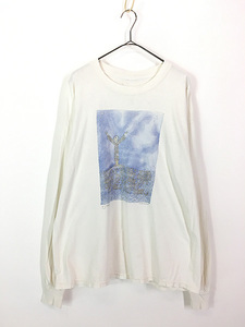 古着 90s M.J. Scandin 女性 メッセージ アート 長袖 Tシャツ ロンT XL 古着