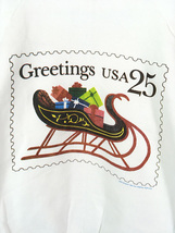 古着 80s USA製 「Greetings USA 25」 クリスマス ソリ 切手 スウェット トレーナー L 古着_画像2