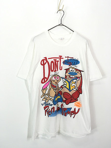 古着 90s USA製 MTV Ren&Stimpy レンとスティンピー キャラクター Tシャツ XL 古着