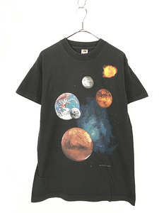 古着 90s 宇宙 惑星 太陽 グラフィック アート Tシャツ M 古着