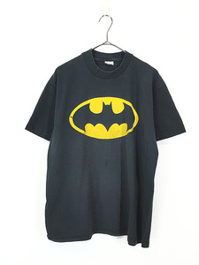 古着 80s USA製 BATMAN バットマン キャラクター BIG マーク プリント Tシャツ L 古着