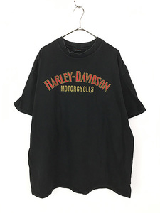 古着 90s USA製 HARLEY DAVIDSON 2段 アーチ ゴールド シールド Tシャツ XXL 古着