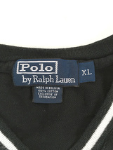 古着 Polo Ralph Lauren ワンポイント リブライン Vネック カノコ Tシャツ 黒 XL 古着_画像5