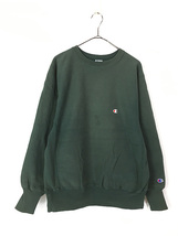 古着 90s USA製 Champion Reverse Weave ワンポイント リバース スウェット トレーナー 緑 L 古着_画像1