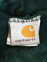 古着 90s USA製 Carhartt ワンポイント 刺しゅう スウェット パーカー 緑 M 古着_画像6