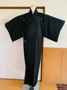 着物 黒紋付 女性 黒 喪服 ブラック 五つ紋 無地 正絹 身丈約152cm 裄丈約62cm TCS着物 W25