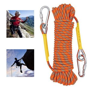 ロープ　ロッククライミング　ハイキング　高強度　アクセサリーロープ　Orange 10M