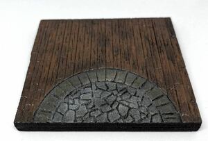 ジオラマベース　木目と石畳の床　ミニジオラマベース　ハンドメイド