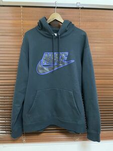 Supreme NIKE レザー 裏起毛 パーカー 黒 L シュプリーム