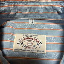 90s ARMANI JEANS アルマーニ GIORGIO ARMANI 総柄 ストライプ 民族 刺繍 半袖シャツ SIMINT INDUSTRIA ビッグサイズ_画像4