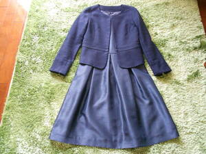 Mitsumine lady's ceremony suit 3 point set formal jacket * One-piece * tight skirt navy blue color 7 number go in .* go in . type .