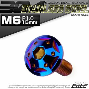 SUS304 フランジ付き ボタンボルト M6×15mm P1.0 六角穴 焼きチタン色 スターホールヘッド ステンレス ボルト TR0248