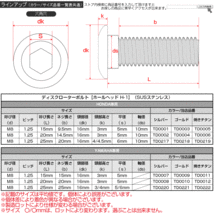 ブレーキ ディスクローター ボルト ホンダ用 M8×15mm P=1.25 ステンレス 削り出し ホールヘッド H-1 焼チタンカラー TD0005_画像4