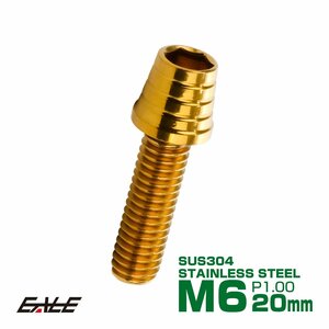 M6×20mm ステンレス テーパーシェルヘッドボルト キャップボルト クランクケース等エンジン周りに ゴールド TB0309