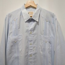 【送料370円】ヴィンテージ RAMON PUIG キューバシャツ メンズ 44 長袖シャツ リネン メキシコ製 Vintage ビンテージ 刺繍_画像2