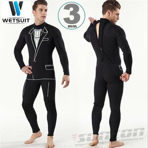  wet suit 3mm men's surfing full suit back Zip neoprene diving fishing 