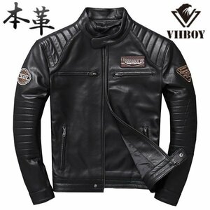  original leather jacket autumn winter sheep leather rider's jacket bike wear men's leather jacket lai DIN g jacket outer ram leather ja