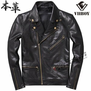  original leather jacket autumn winter sheep leather rider's jacket bike wear men's leather jacket lai DIN g jacket outer ram leather ja