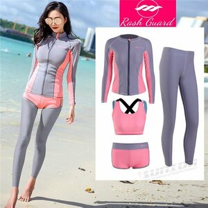  swimsuit Rush Guard lady's men's long sleeve top and bottom set body type cover large size UV cut UPF50+ ultra-violet rays measures UVpa