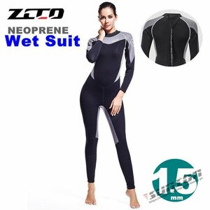  wet suit 1.5mm lady's surfing full suit back Zip neoprene diving fishing 