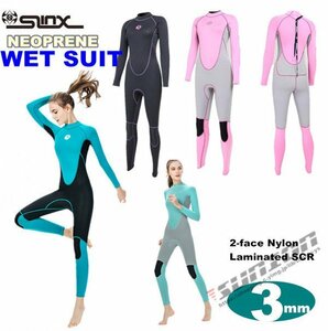  wet suit lady's 3mm surfing full suit back Zip neoprene diving marine sport 
