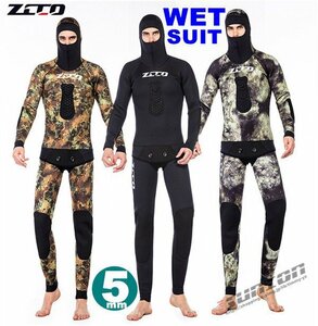  wet suit 5mm with a hood .2 piece diving s Piaa fishing s cue buffing ru suit marine sport snorkel 