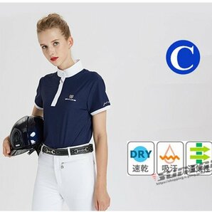 乗馬用品 乗馬ウェア 半袖シャツ ショーシャツ 乗馬用ポロシャツ 男女兼用 コンペティション 競技用 馬具 馬 乗馬用 春 夏の画像7