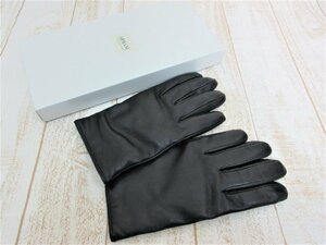 ARMANI COLLEZIONI/アルマーニコレツォーニ：レザー x カシミヤ 手袋 グローブ 本革 カシミヤ100%ライナー ブラック サイズS メンズ 中古