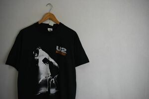 グッドプリント◎80sビンテージFRUIT OF THE LOOMフルーツオブザルームU2ミュージックプリントTシャツLブラックアメカジ音楽 nr23899