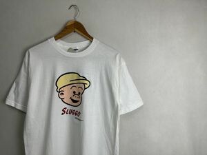 デッドストック品90sビンテージJERZEESジャージーズボディ半袖クルーネックプリントTシャツM白100綿アメカジストリートキャラ物nr23909