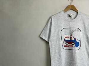 デッドストック品グッドプリント90s～ビンテージHanesヘインズ半袖クルーネックプリントTシャツM霜降りグレー アメカジストリートnr23965